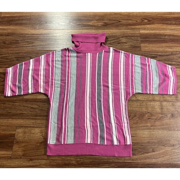 New York & Company Turtle Neck Sweater Short Sleeve Pink Sweatshirt Women Medium - Picture 1 of 7